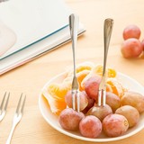 精美 不锈钢水果叉 韩国二齿叉 西餐具水果签小叉子优质款 小号