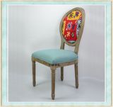 实木餐椅美式法式乡村田园复古做旧橡木圆背雕花椅酒店餐椅化妆椅