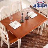 烤漆田园乡村长方形折叠伸缩餐桌实木地中海餐桌椅组合原木色餐台