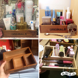 实木复古 zakka创意香水化妆品收纳盒 木质桌面整理盒 拍摄道具