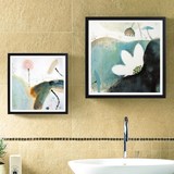 现代简约中式客厅装饰画餐厅玄关卧室壁画卫生间浴室防水挂画荷花