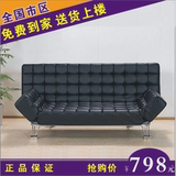 日式小户型皮艺沙发床1.8米 可折叠客厅办公休闲双人皮革沙发床