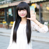 假发女长直发韩国女士齐刘海发套学生黑长发蓬松逼真头发可爱发型