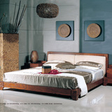 新中式实木床 双人床 复古床1.5M1.8M床仿古清明高档大床卧室家具