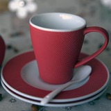 经典外贸红色咖啡杯欧式大容量咖啡杯碟套装美式咖啡红茶杯送勺