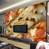 客厅3D无缝立体大型壁画电视背景墙纸无纺布壁纸中式玉雕玄关无缝