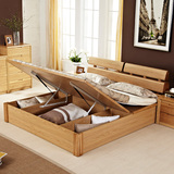 骆飞实木床1.8双人婚床水曲柳贴面高箱床1.5米中式家具2B015