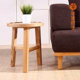 三脚小圆桌实木圆形简约北欧 原木日式小茶几沙发边几角几