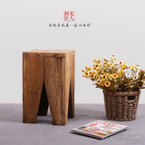 简约实木方凳 复古老榆木餐椅凳创意老门板时尚设计小凳子 包邮