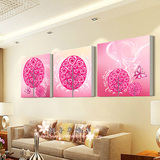 1客厅装饰画现代无框画抽象花卉卧室床头背景挂画粉色爱情树幸福