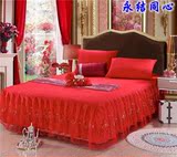 罩结婚庆大红色公主夏季蕾丝床裙床笠1.5 1.8米韩版席梦思单件床