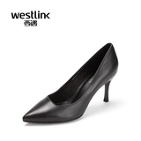 Westlink/西遇2016春季新款 简约优雅羊皮尖头高跟鞋真皮女单鞋