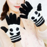 手套女士秋冬季韩版学生触屏手套可爱卡通加绒加厚保暖毛线棉手套