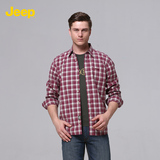 JEEP吉普 专柜同款男装薄款纯棉大码格子 男士长袖衬衫 JS11WH020