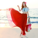 2016夏季两件套装短袖大摆雪纺连衣裙波西米亚长裙海边度假沙滩裙