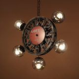 loft工业风复古铁艺吊灯创意餐客厅酒吧台服装店多头玻璃圆球灯具