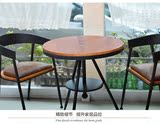 欧美式铁艺咖啡酒吧桌椅组合现代简约升降茶几做旧小圆桌实木茶几