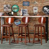 实木吧台椅酒吧餐厅家用前台欧式时尚复古现代简约高脚凳子