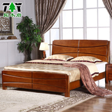高档全实木床橡木床全实木经济床简约现代中式1米8婚床木头框架床