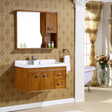 卫浴现代中式橡木浴室柜组合卫生间吊柜洗脸洗手盆洗漱台实木洁具