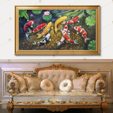 慕斯维九鱼图油画手绘现代欧式壁画客厅走廊风水挂画玄关装饰画