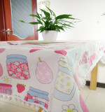 北欧宜家 布艺桌布纯棉帆布可爱粉色带花边清新植物茶几餐桌台布