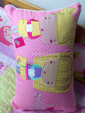 外贸原单 纯棉特色抱枕 粉色可爱刺绣布艺靠枕 创意卡通靠垫 含芯