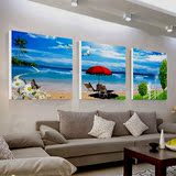 客厅装饰画 三联画无框画欧式风景挂画沙发背景墙壁画 地中海风情