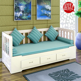实木床沙发床推拉坐卧两用1.2米1.5抽拉沙发床折叠储物双人床特价