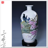 景德镇瓷器陶瓷名家 手绘红叶图 花瓶包邮 古典工艺品 家居摆件