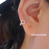 新款银耳骨环 925纯银镀白金镂空方耳骨耳扣小耳朵包耳圈中性秀气