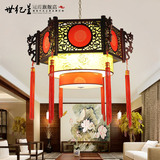 中式古典木艺吊灯 传统羊皮灯 喜庆客厅灯 餐厅酒店茶楼大堂吊灯