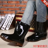 新款防滑加厚橡胶底水鞋男士中筒雨鞋橡胶鞋男式韩国时尚男雨靴
