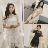 2016夏季新款韩版性感蕾丝透视镂空连衣裙中长款裙子女装春装G166
