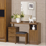 中式小户型梳妆台卧室现代简约 实木梳妆台0.8米乌金木妆凳