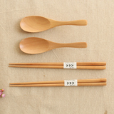 肆月 日式和风荷木制筷子天然木餐具木筷子木汤勺小勺子zakka杂货