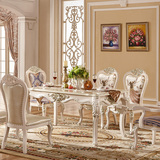 欧式餐桌椅组合 实木美式别墅餐桌餐厅桌酒店餐桌长方形餐桌饭桌