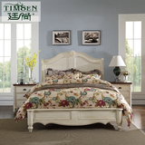 美式乡村实木床欧式双人床1.8米婚床复古做旧1.5大床白色床公主床