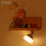 北欧宜家简约客厅书房卧室床头木壁灯创意led灯美式木质壁灯