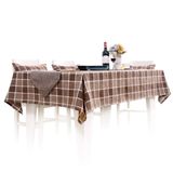 艾米屋欧式餐桌布布艺棉麻风格子简约长方形台布茶几垫圆形可定做