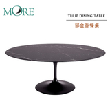 多点 欧式餐桌简约风格郁金香餐桌椭圆形大理石实木饭桌