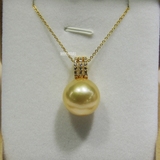 斯普拉特利群岛珠宝 15-16MM 海水 金色南洋珍珠 镶18K黄金吊坠