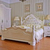 欧式床实木床雕花高档田园床绒布软靠公主床婚床双人床1.8米特价