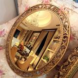 欧式卫浴室镜子壁挂式 椭圆形化妆镜 美容理发店装饰镜框 仿古金