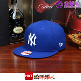 海外代购MLB棒球帽男女潮ny平沿帽子情侣嘻哈帽蓝色可调节春夏帽