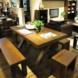 美式复古风 全实木办公桌椅组合 餐桌酒吧桌酒店餐厅茶桌全套定制