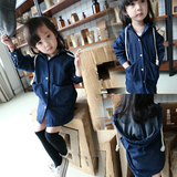 童装女童春装外套2韩版连帽3中长款4-5岁宝宝牛仔外套儿童风衣潮