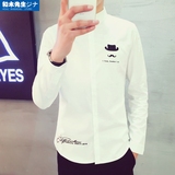 JREKA 春秋韩版男士长袖衬衫修身型男寸衫冬装白衬衣青少年潮男装