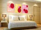 浪漫温馨大红玫瑰现代简约卧室装饰画立体装饰画三联现代客厅壁画
