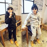 小大人2015新款儿童套装韩版冬季男童运动套装加厚运动服卫衣卫裤
